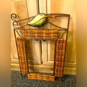 WROUGHT IRON & WICKER MIRROR FRAME